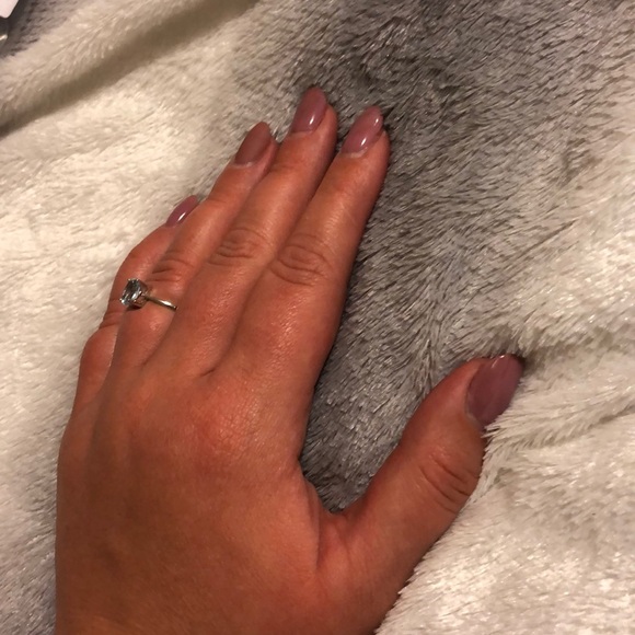 925 Sterling Silver Genuine Blue Engagement Ring - Picture 6 of 7